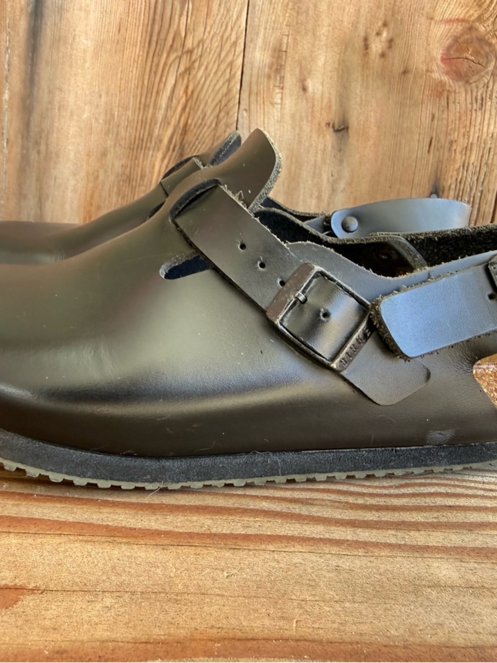 Birkenstock Tokyo Black Leather Clog Mules with Adjustable Strap - Picture 4 of 11